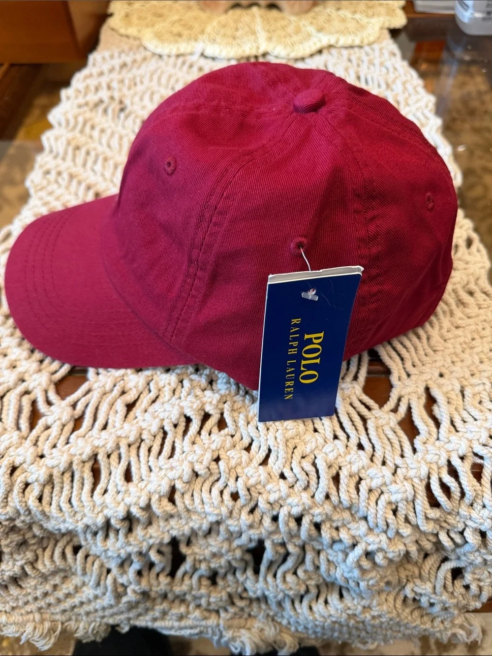 Polo by Ralph Lauren Burgundy Baseball Cap with White Logo